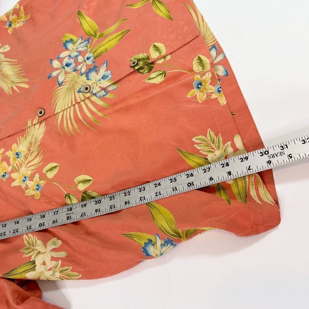 Tommy Bahama Silk Hawaiian Button Up Shirt Mens XL Pink Floral Short Sleeves - Picture 5 of 8